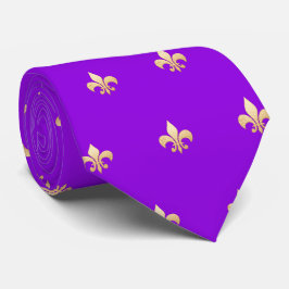 Corbata Falso Fleur de lis dorado DIY Neon Púrpura