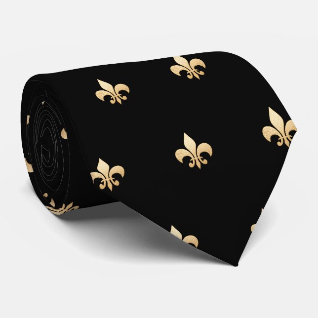 Corbata Falso oro Fleur de lis DIY negro oro (Enrollado)