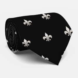 Corbata Falso Oro Fleur de lis DIY Negro Plata