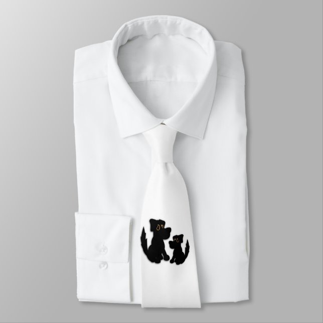 Corbata Familia de Perro Negro (Atado)