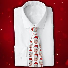 Corbata Famoso Personalizado Face Photo Santa Head Navidad