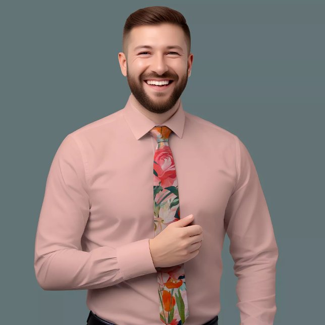 Corbata Fancy Floral Pink & Naranja Tie (Subido por el creador)