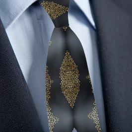 Corbata Fancy Gold en negro