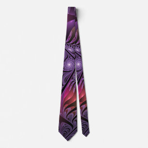 Corbata Fantasía abstracta moderna morada colorida fractal