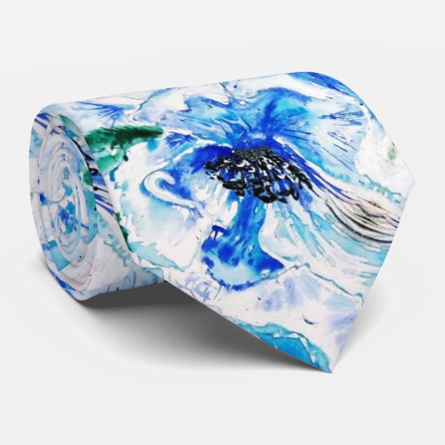 Corbata Fantasía azul - acuarela Art 1 (Enrollado)