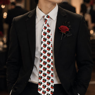 Corbata Fantasía gótica de Rosa Roja Dragón Negro