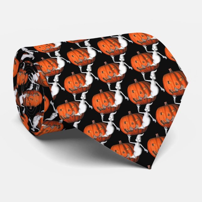 Corbata Fantasma Jack O Lantern Halloween (Enrollado)
