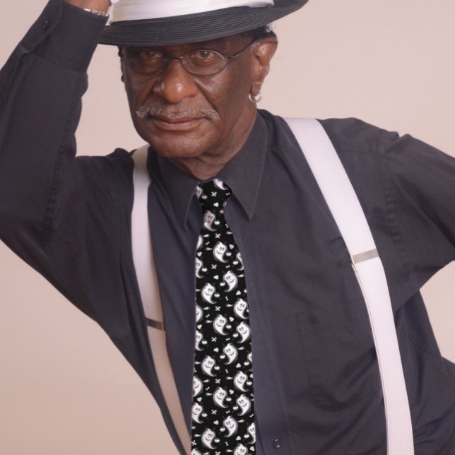 Corbata Fantasma sonriente lindo Halloween Negro (Subido por el creador)