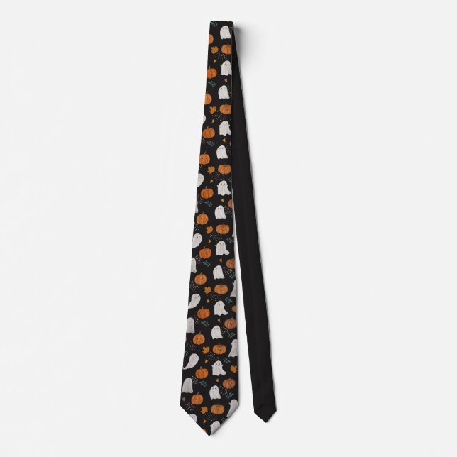 Corbata Fantasma y calabaza de Halloween - Cuello divertid (Anverso)