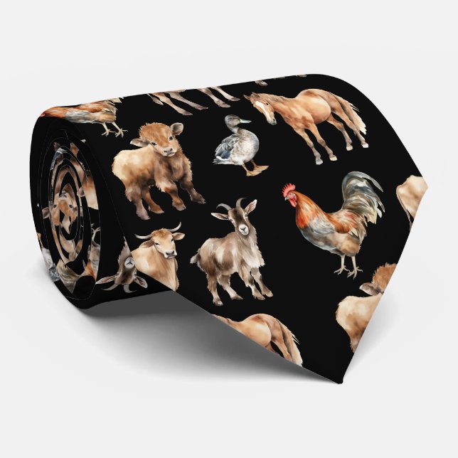 Corbata Farm Animals Pattern Neck Tie (Enrollado)