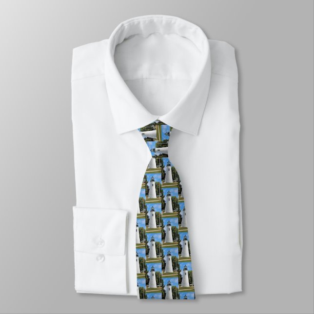 Corbata Faro de Concord Point, Maryland Mens Tie (Atado)