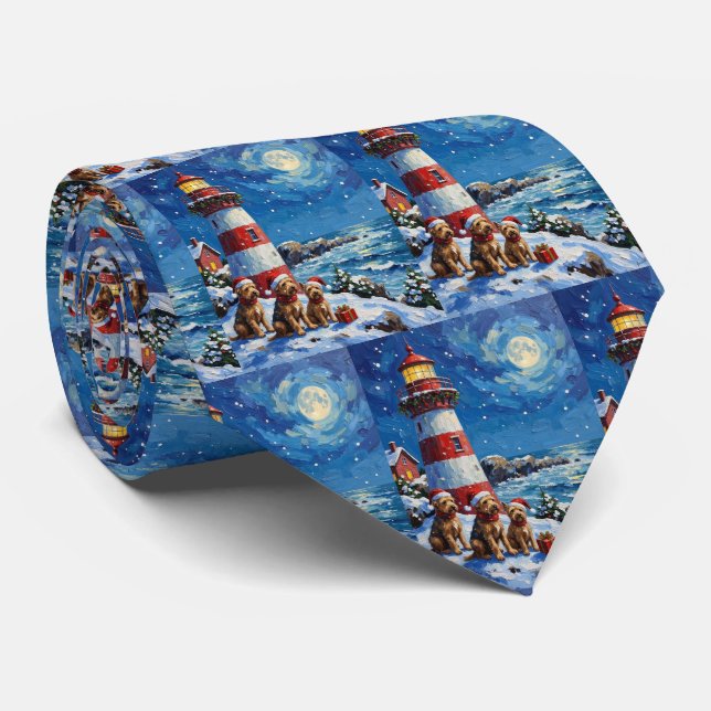 Corbata Faro de Navidad del Terrier Escocés Fiesta (Enrollado)