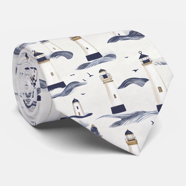 Corbata Faro Náutico Patrón Azul Costero (1) (Enrollado)