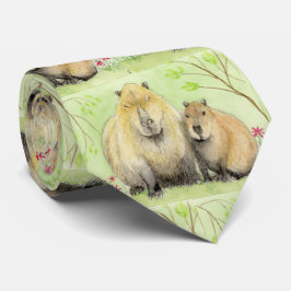 Corbata Father and Baby Capybara Neck Tie