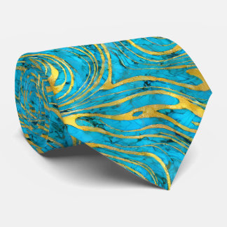 Corbata Faux Gold con azul turquesa