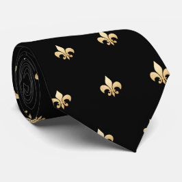 Corbata Faux Gold Fleur de lis DIY Black Gold