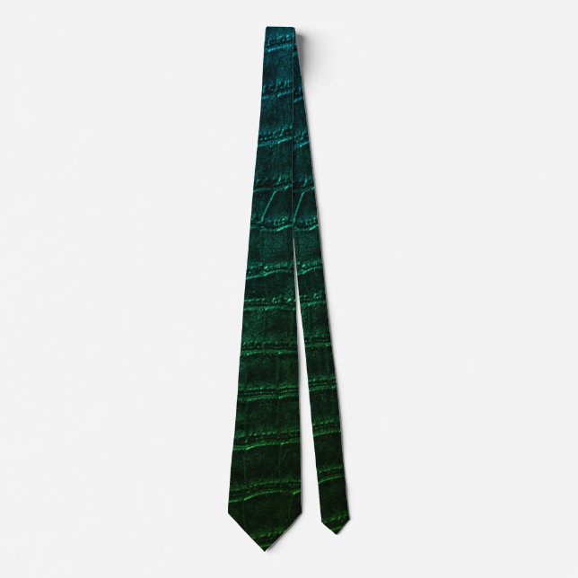 Corbata Faux Green Alligator Crocodile Leather Print (Anverso)