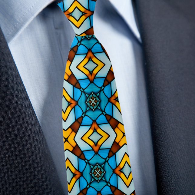 Corbata Faux Sed Glass Gold y Blue Necktie (Subido por el creador)