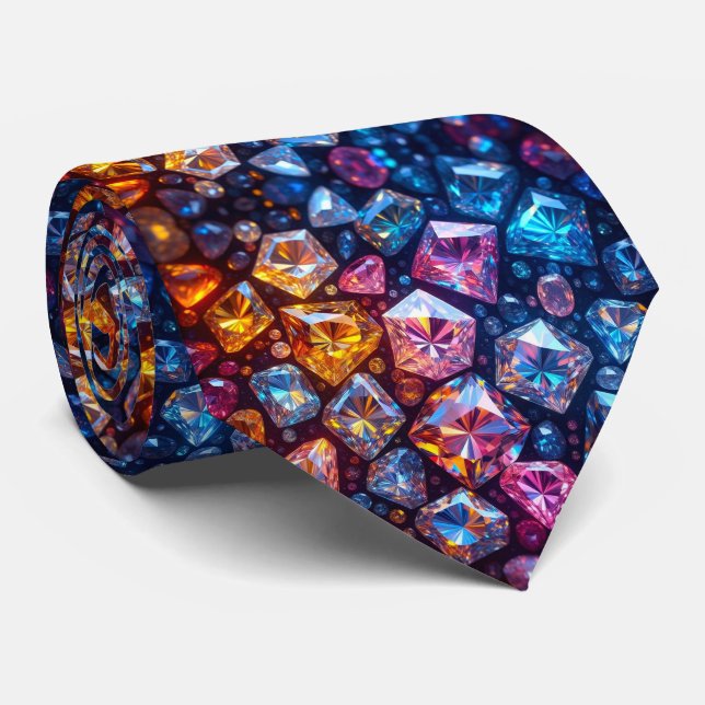 Corbata Faux Silk Gemstone Diamond Luxury Neck Tie (Enrollado)