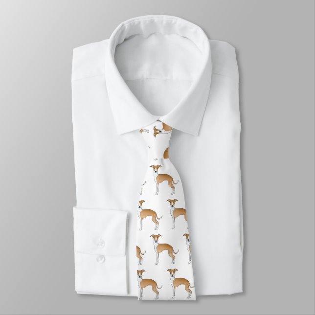 Corbata Fawn And White Italian Greyhound Cute Dog Pattern (Atado)