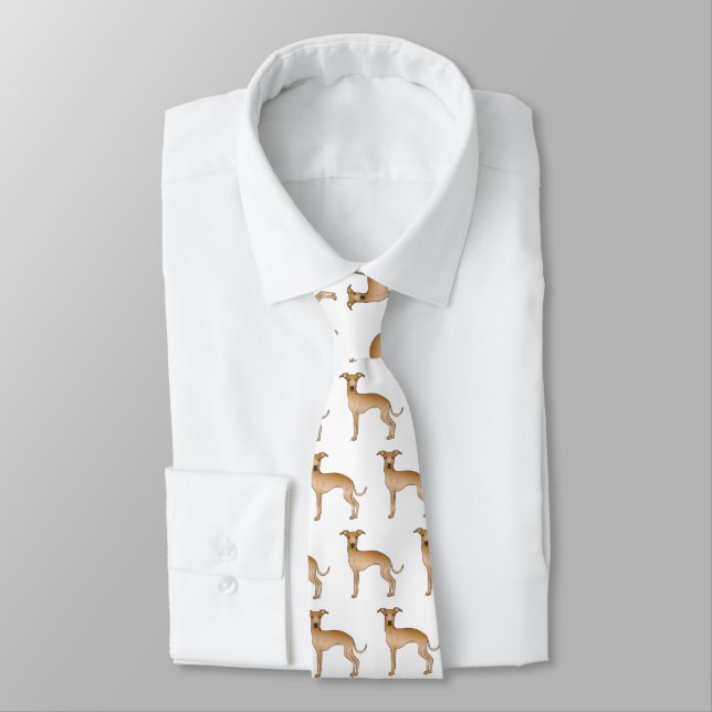 Corbata Fawn Italian Greyhound Cute Cartoon Dog Pattern (Atado)