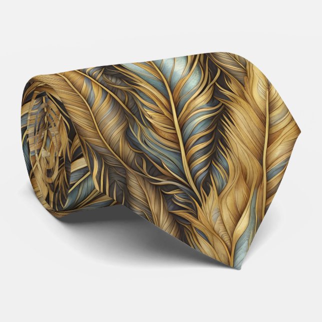 Corbata Feathers Golden Silver Art (Enrollado)