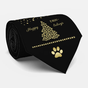 Corbata Felices Pawlidays, árbol de navidad Gold brillante