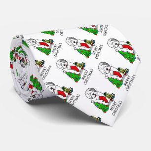 Corbata Feliz Árbol de Navidad 2 viejo perro de oveja ingl