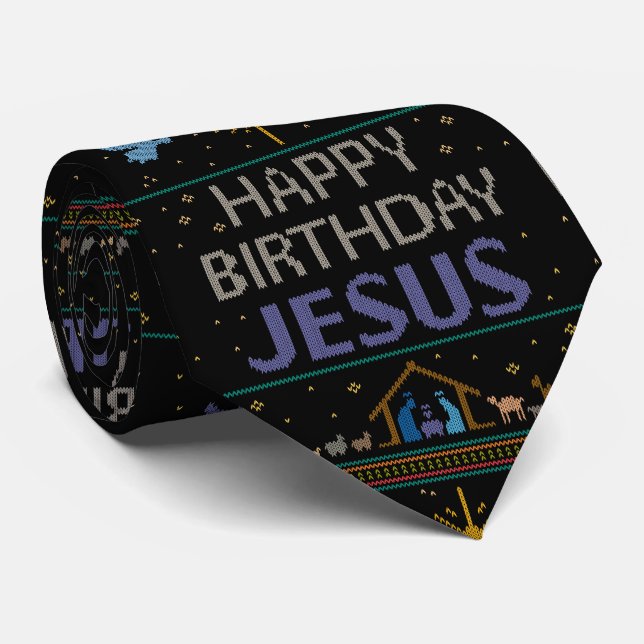 Corbata Feliz cumpleaños Jesucristo Navidades cristianos C (Enrollado)