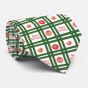 Corbata Feliz cumpleaños - Patrón de tomate fresco