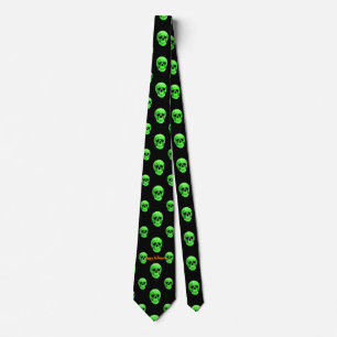 Corbata Feliz Halloween Brillante Cráneo Verde
