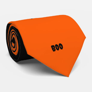 Corbata Feliz Halloween Naranja Negro Personalizado