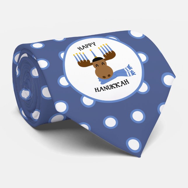 Corbata Feliz Hanukkah Moose Funny Holiday Cuello (Enrollado)