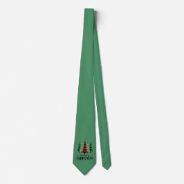Corbata Feliz Navidad Rojo Verde Negro Búfalo Árbol de Pla