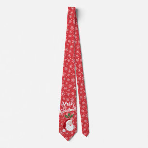 Corbata Feliz Navidad Santa Rojo Copo de Nieve