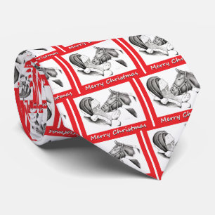 Corbata Feliz Navidad Santa y caballo