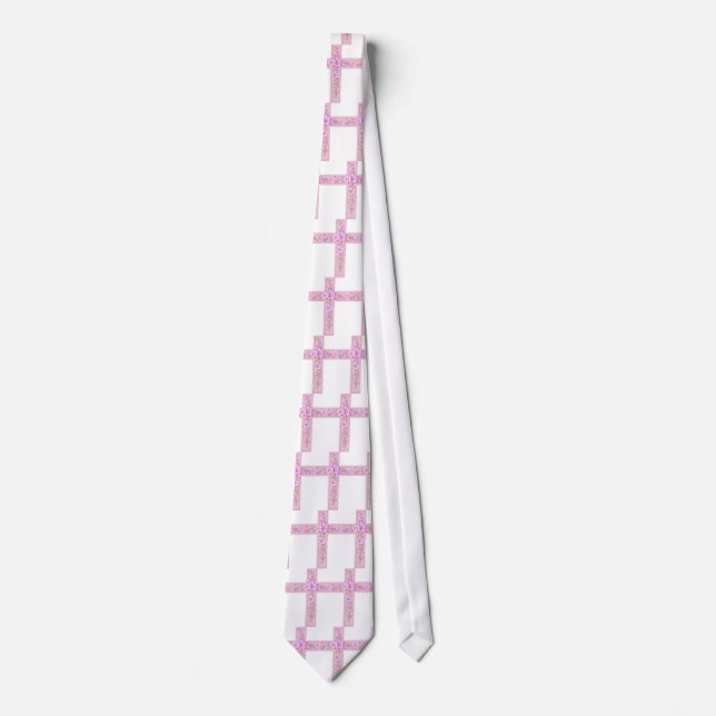 Corbata Feliz Pascua Cruz Rosa con Lirios (Anverso)