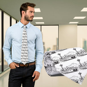 Corbata Ferrocarril Seattle y Línea de Skyline Art Estado 