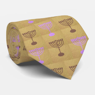 Corbata Festival Hanukkah Fiesta Patrón Menorah Oro
