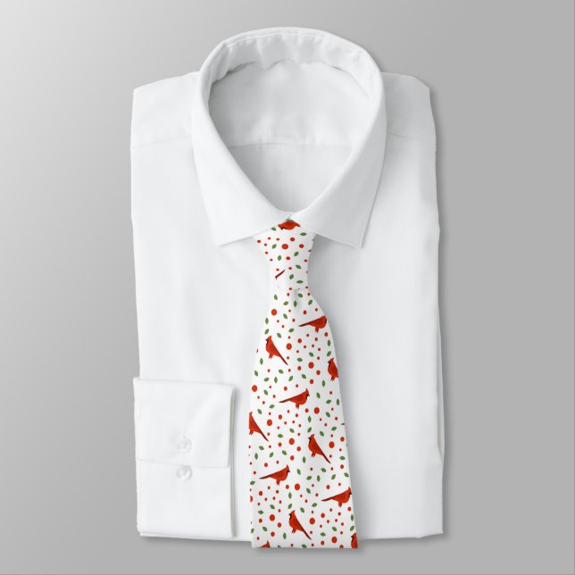 Corbata Festive Christmas Red Cardinal Bird Holiday (Atado)