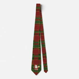 Corbata Festividad Clásica Red Green Gold Tartán Santa Cla