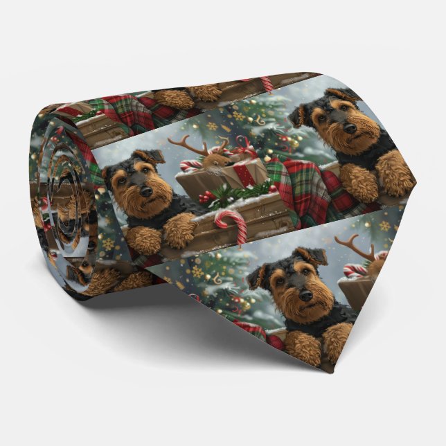 Corbata Festividad de los Navidades de perro de Airedale (Enrollado)