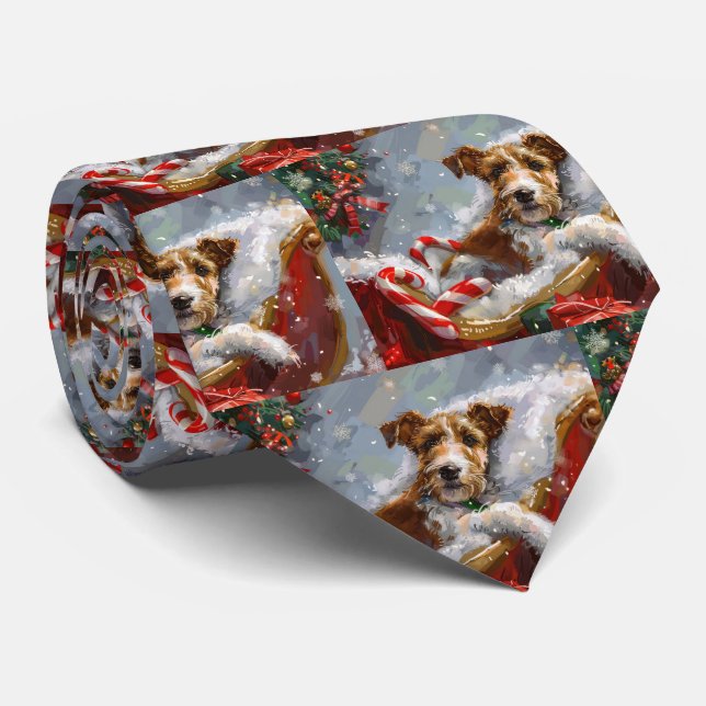 Corbata Festividad de los Navidades de Perro de Fox Terrie (Enrollado)