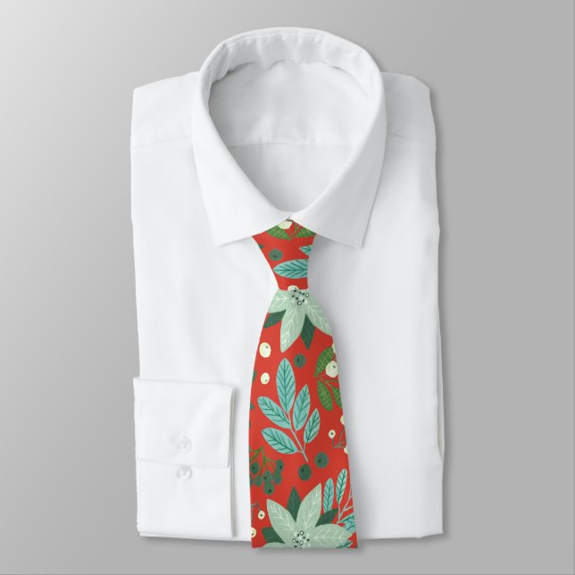 Corbata Festividad floral roja para navidades (Atado)