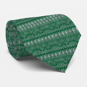 Corbata Festividades del patrón verde plateado de los navi