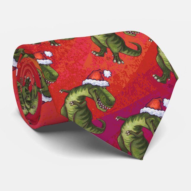Corbata Fextivo patrón Dino TRex en rojo (Enrollado)