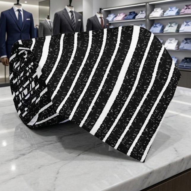 Corbata Fibras Rotas Repiten Rayas Blancas Y Negras (Subido por el creador)