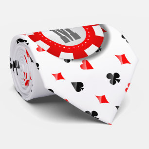 Corbata Ficha de póker con monograma con los juegos de los