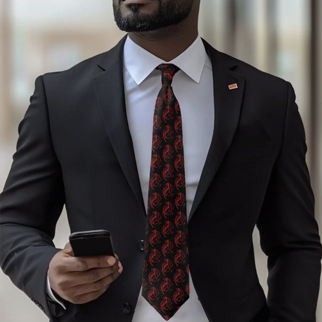 Corbata Fiero dragón tribal rojo silueta fantasía (Subido por el creador)