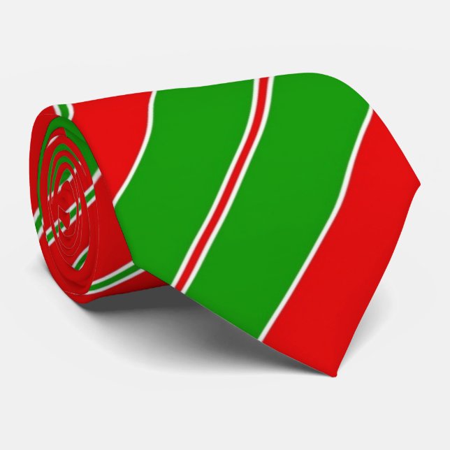 Corbata Fiesta de franjas rojas y verdes (Enrollado)